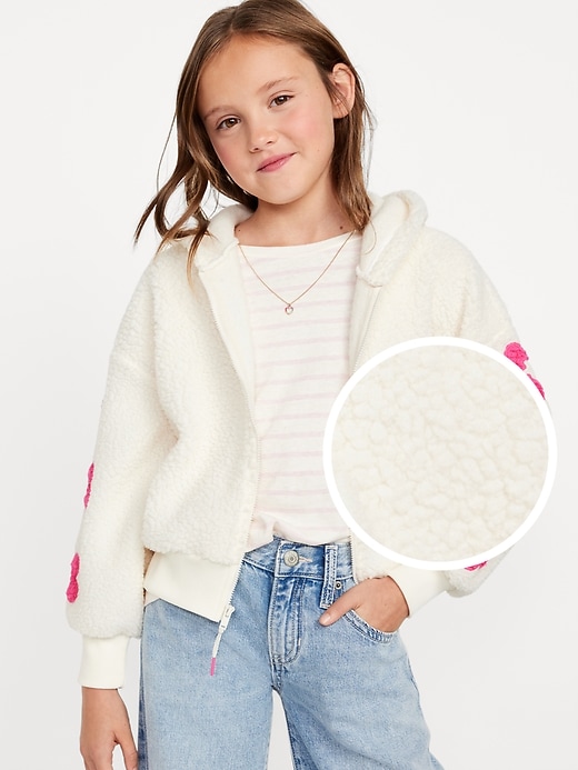 View large product image 1 of 4. Cozy Sherpa Zip-Front Hooded Jacket for Girls