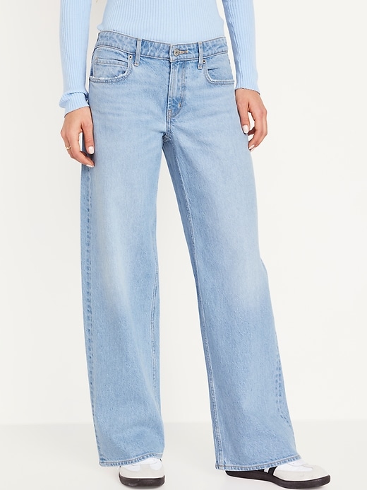 Image number 1 showing, Mid-Rise Wide-Leg Jeans