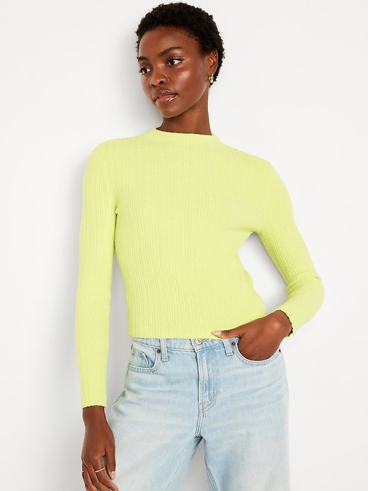 Image number 1 showing, Rib-Knit Crop Sweater