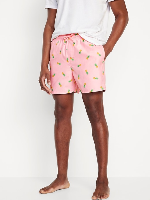 Image number 1 showing, Printed Swim Trunks -- 5-inch inseam