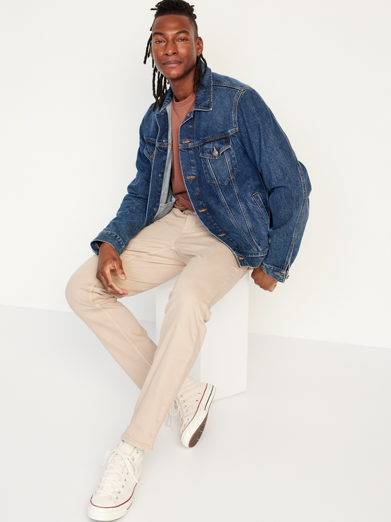 Мужские джинсы Old Navy Athletic Taper, цвет: Серо-бежевый — фото 3