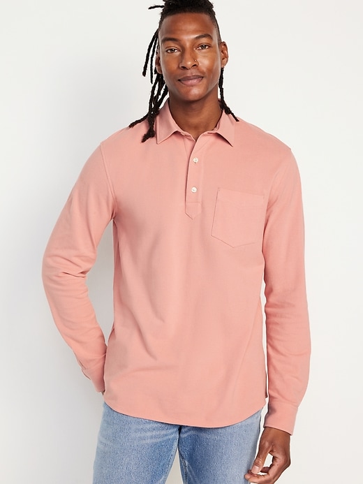 View large product image 1 of 3. Long-Sleeve Pique Polo