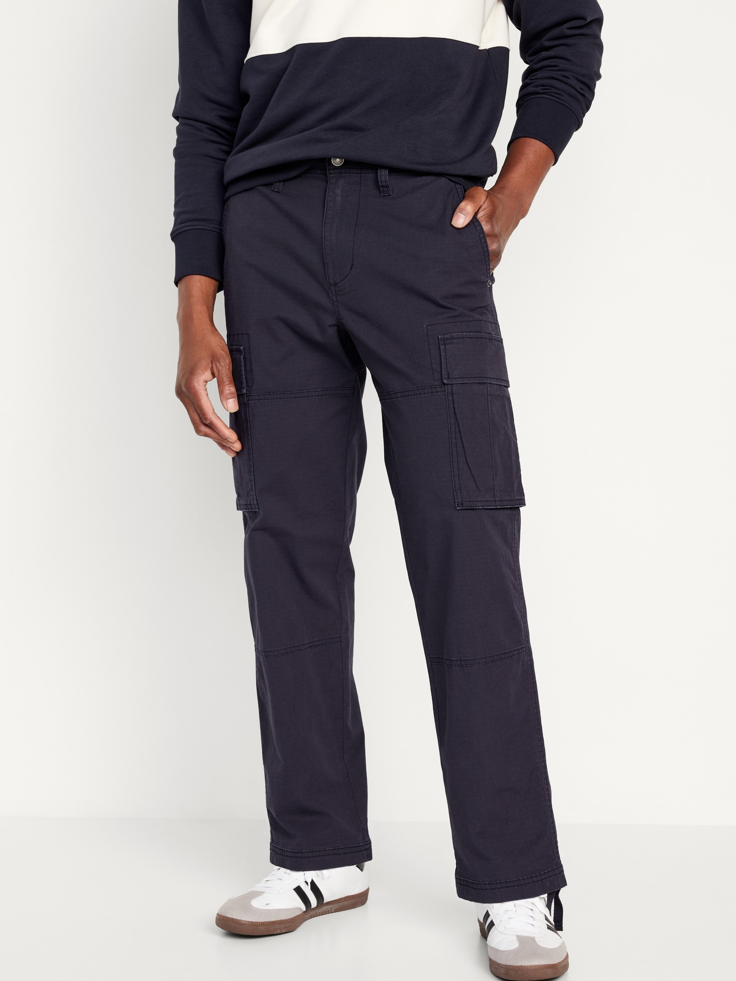 Cargo Pocket Straight Fit Pant (Beige/Black)