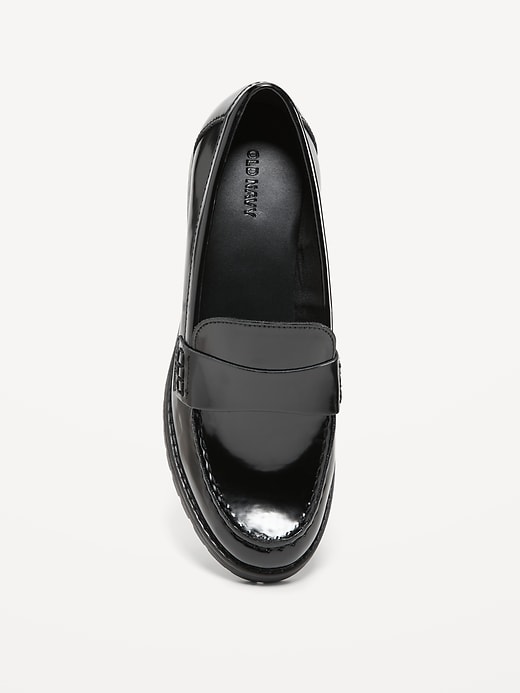 Image number 3 showing, Faux-Leather Chunky-Heel Loafer Shoes for Women