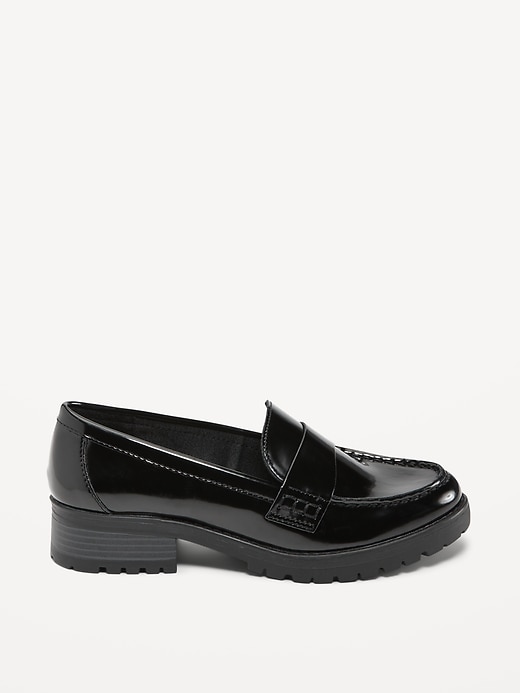 Image number 4 showing, Faux-Leather Chunky-Heel Loafer Shoes for Women