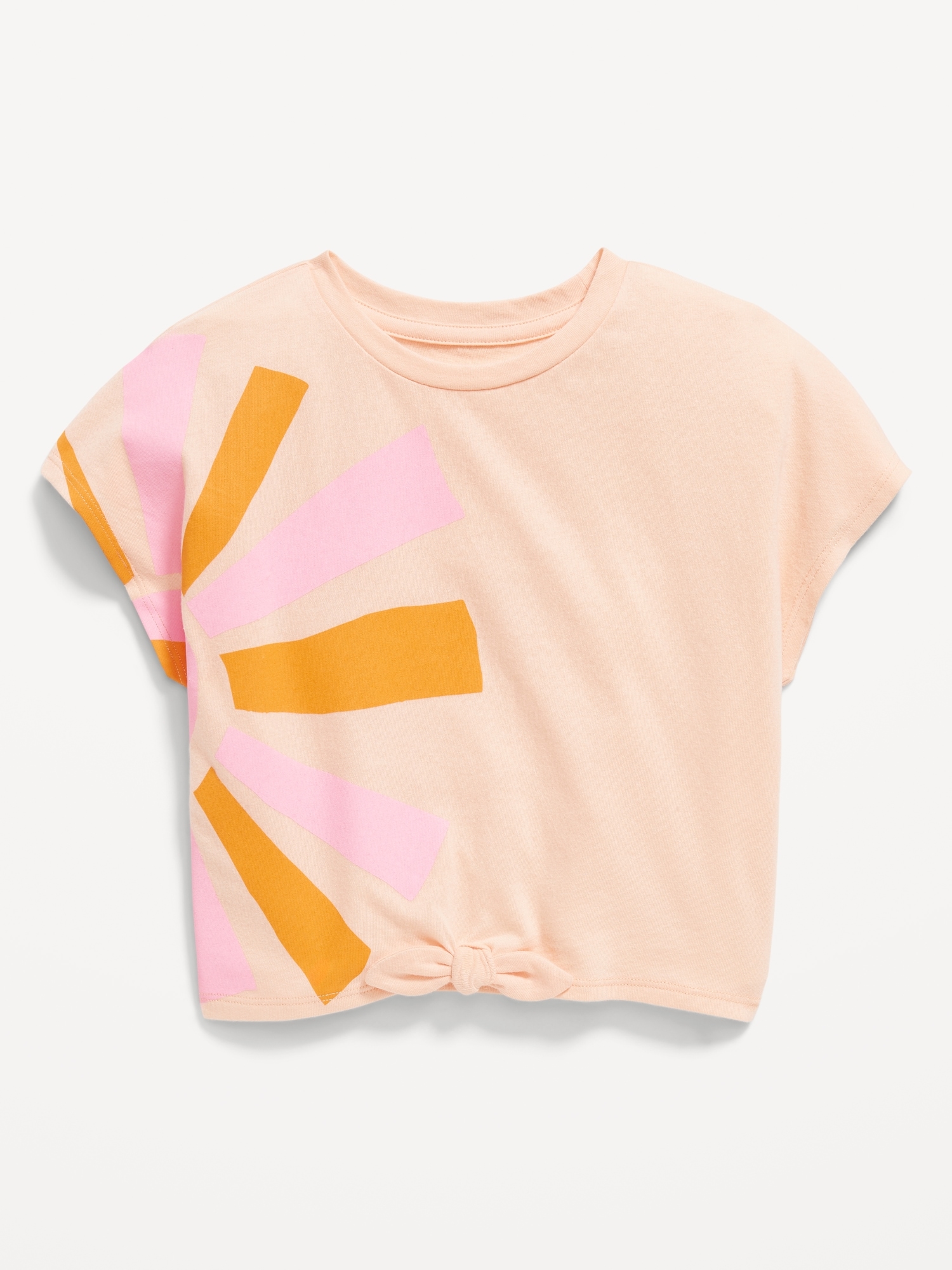 Printed Dolman-Sleeve Tie-Front T-Shirt for Toddler Girls