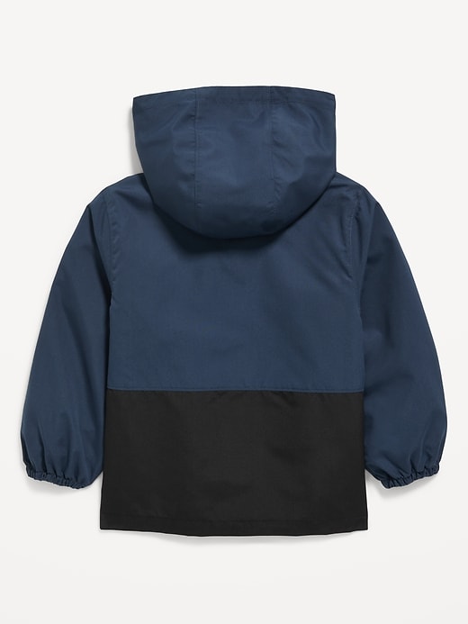 View large product image 2 of 3. Water-Resistant Color-Block Hooded Jacket for Toddler Boys