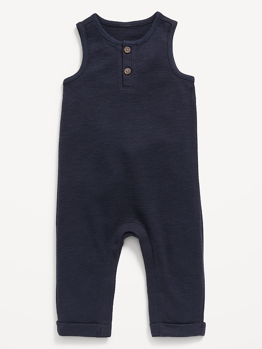 View large product image 1 of 2. Unisex Sleeveless Sweater-Knit Henley One-Piece for Baby