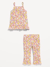 View large product image 3 of 3. Sleeveless Peplum Top and Cropped Flare Pants Set for Toddler Girls