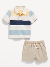 View large product image 3 of 3. Striped Polo Shirt and Shorts Set for Baby