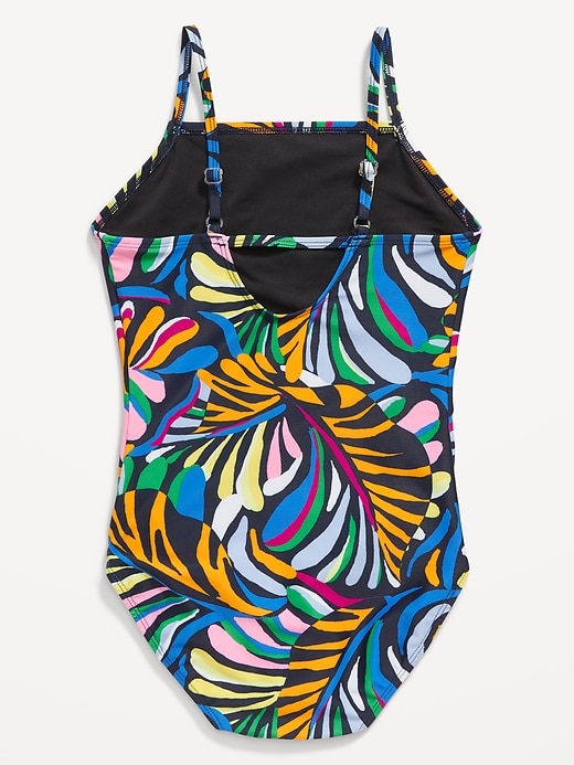View large product image 2 of 3. Printed Back-Cutout One-Piece Swimsuit for Girls