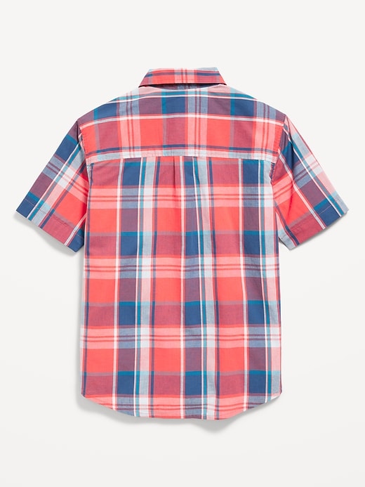 View large product image 2 of 2. Short-Sleeve Printed Poplin Shirt for Boys