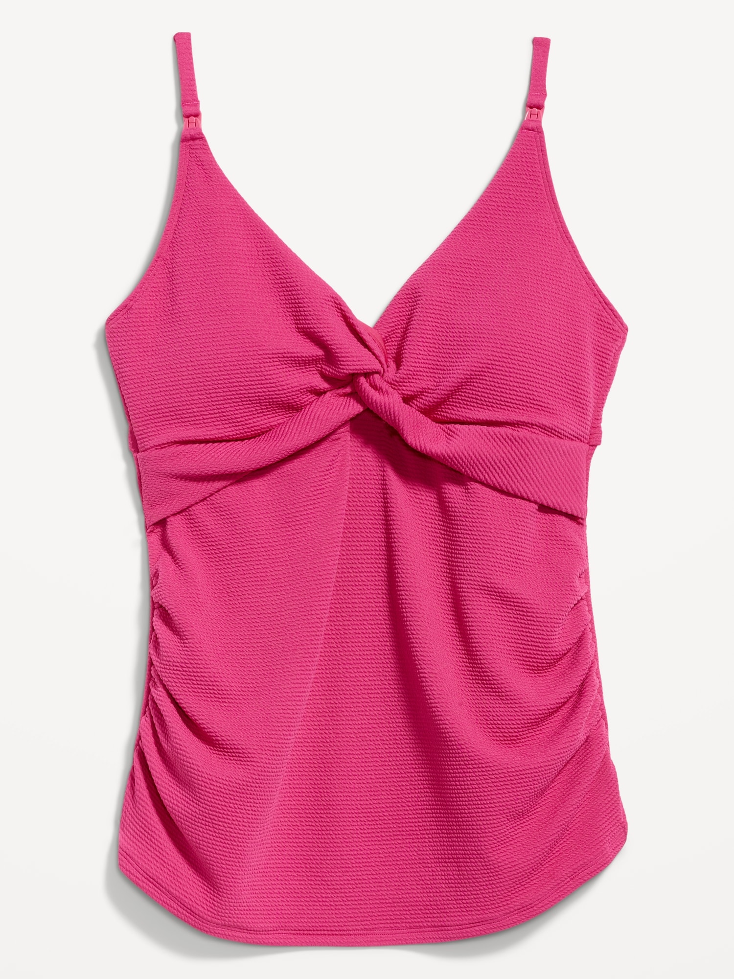 Maternity Matching Twist-Front Cutout Nursing Tankini Swim Top