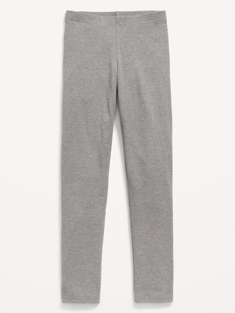 Rib-Knit Leggings for Girls - Heather Gray