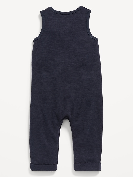 View large product image 2 of 2. Unisex Sleeveless Sweater-Knit Henley One-Piece for Baby