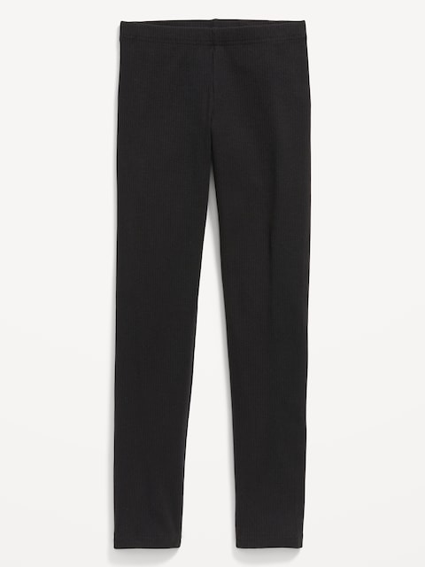 Rib-Knit Leggings for Girls - Black Jack