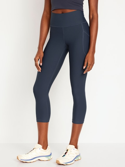 High-Waisted PowerSoft Crop Pocket Leggings - Dusk Navy