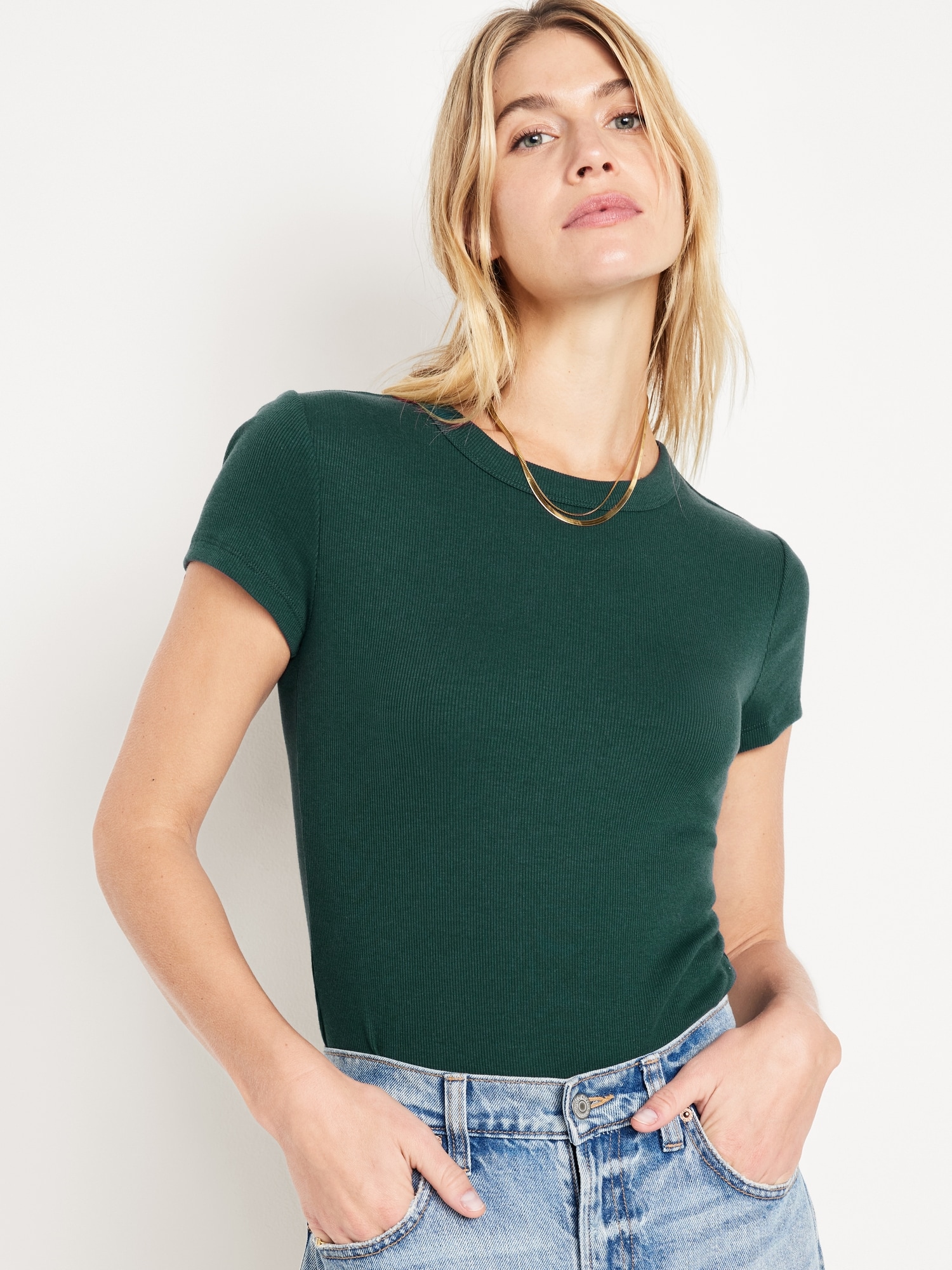 Snug Cropped Women Navy Old T-Shirt for 