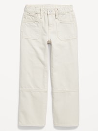 View large product image 4 of 4. High-Waisted Baggy Wide-Leg Utility Jeans for Girls
