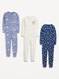 View large product image 3 of 3. Unisex Snug-Fit Printed Pajama One-Piece 3-Pack for Toddler & Baby
