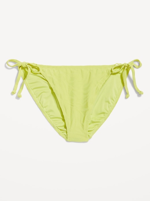 Image number 4 showing, Mid-Rise Textured String Bikini Swim Bottoms