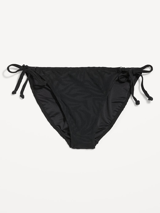 Image number 4 showing, Mid-Rise Textured String Bikini Swim Bottoms