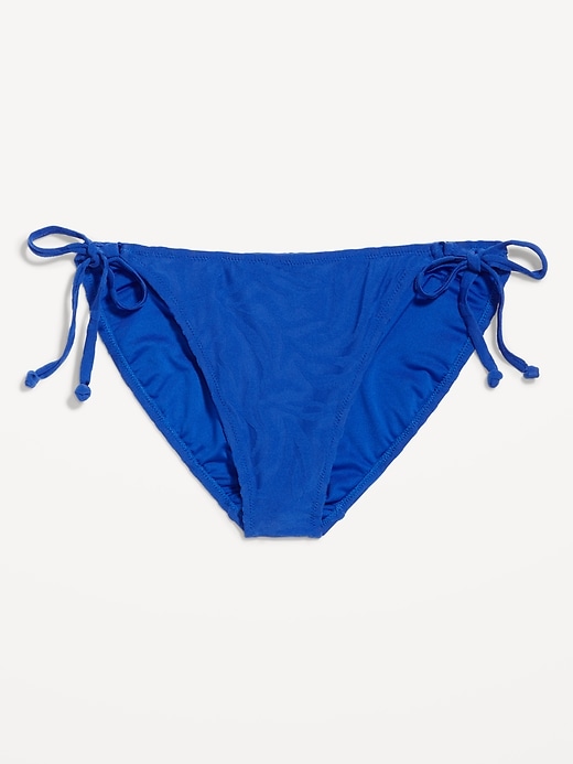 Image number 3 showing, Mid-Rise Textured String Bikini Swim Bottoms