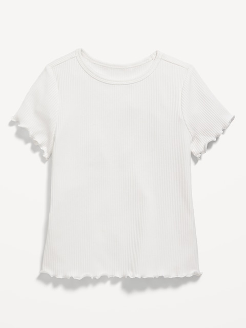 Short-Sleeve Lettuce-Edge T-Shirt for Toddler Girls - Calla Lily White