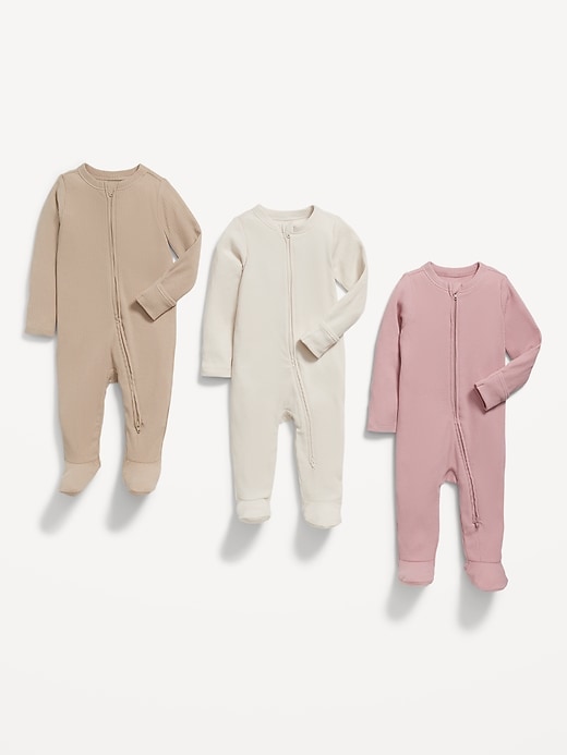 Unisex 2-Way-Zip Sleep & Play Footed One-Piece 3-Pack for Baby