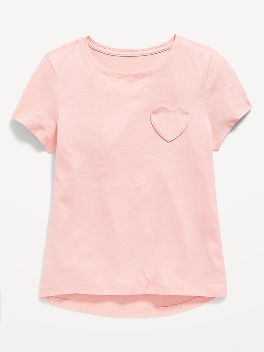 View large product image 1 of 1. Softest Heart-Pocket T-Shirt for Girls