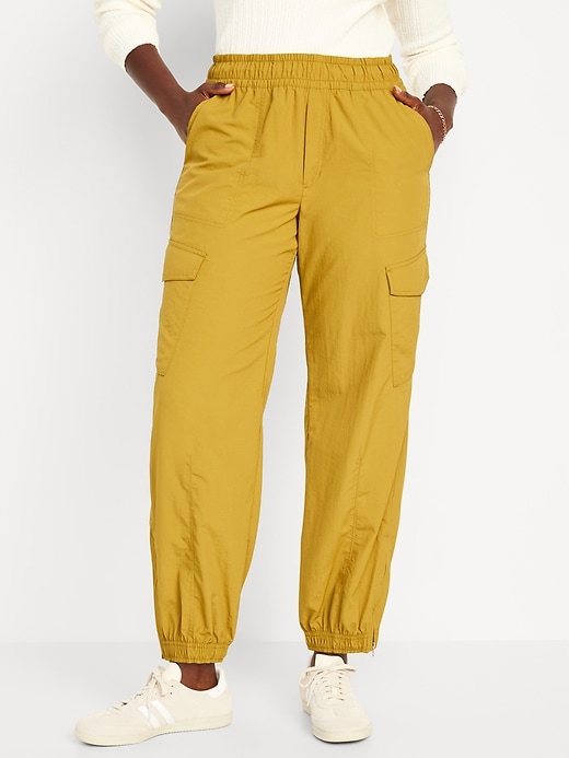 Image number 5 showing, High-Waisted Ankle-Zip Cargo Joggers