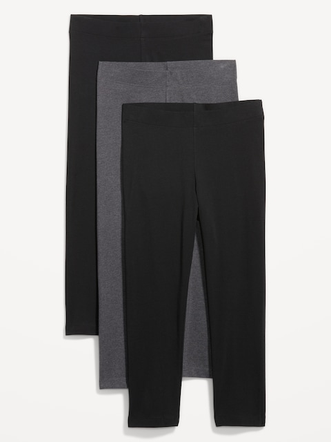 High-Waisted Fashion Layering Cropped Leggings 3-Pack - Gray