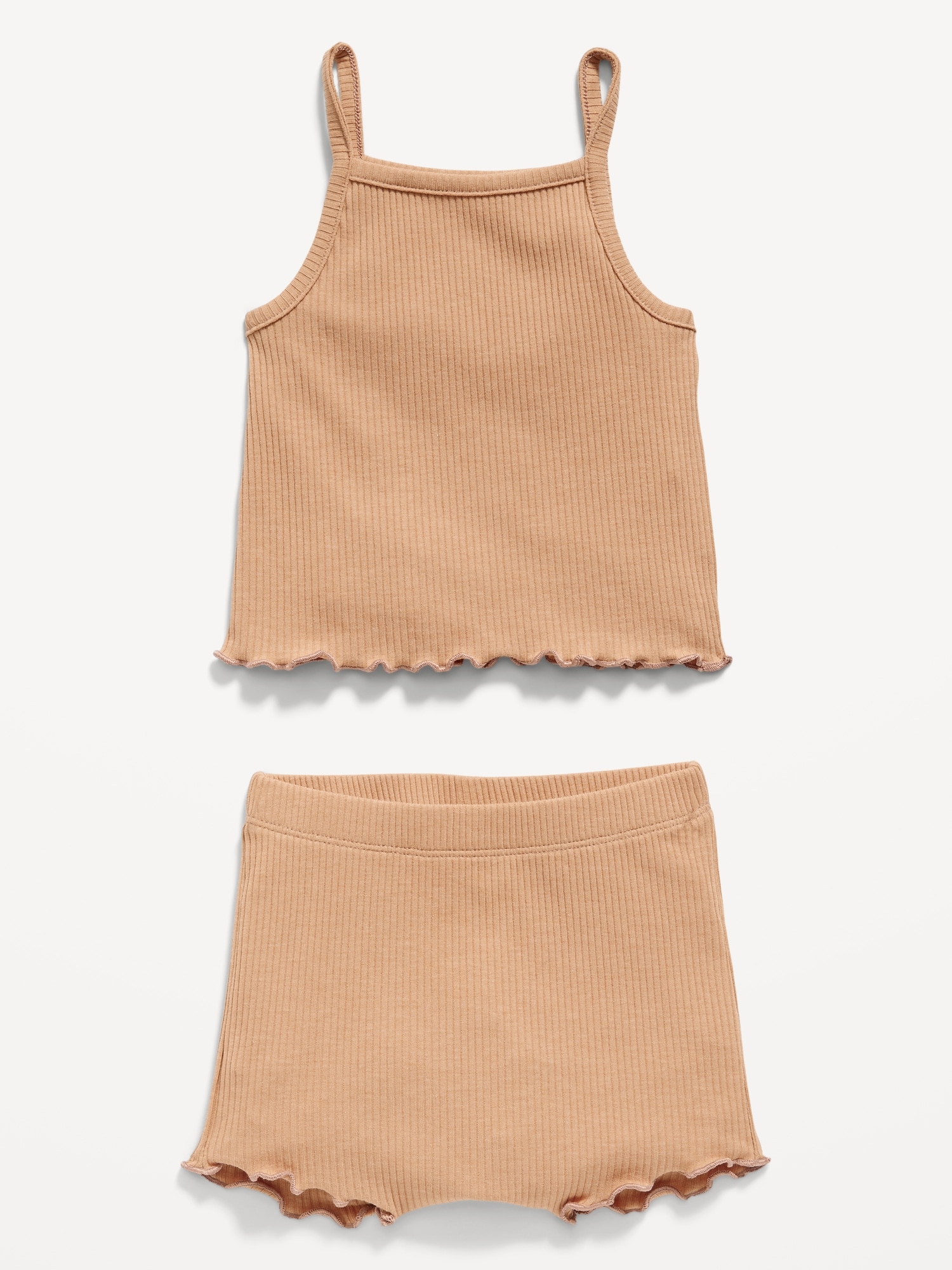 Ava Rib Knit Cotton Lace Trim Tank Top and Panty Thong 2pc Set – Mint Market