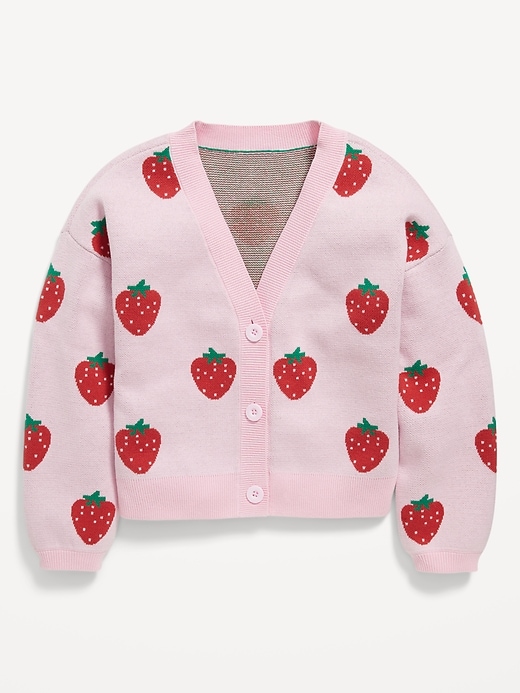 View large product image 2 of 3. Printed Button-Front Cardigan Sweater for Girls