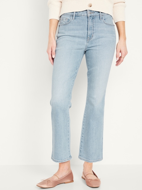 High-Waisted Vintage Crop Flare Jeans - Light Wash