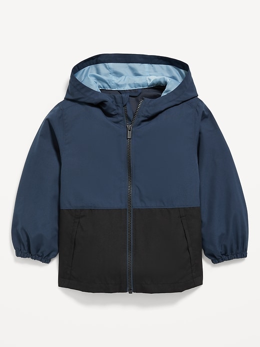 View large product image 1 of 3. Water-Resistant Color-Block Hooded Jacket for Toddler Boys