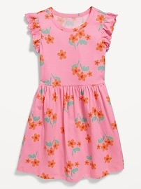 View large product image 3 of 4. Printed Flutter-Sleeve Fit and Flare Dress for Girls