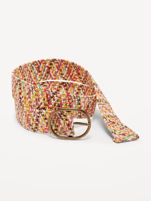 View large product image 1 of 1. Raffia O-Ring Belt for Women