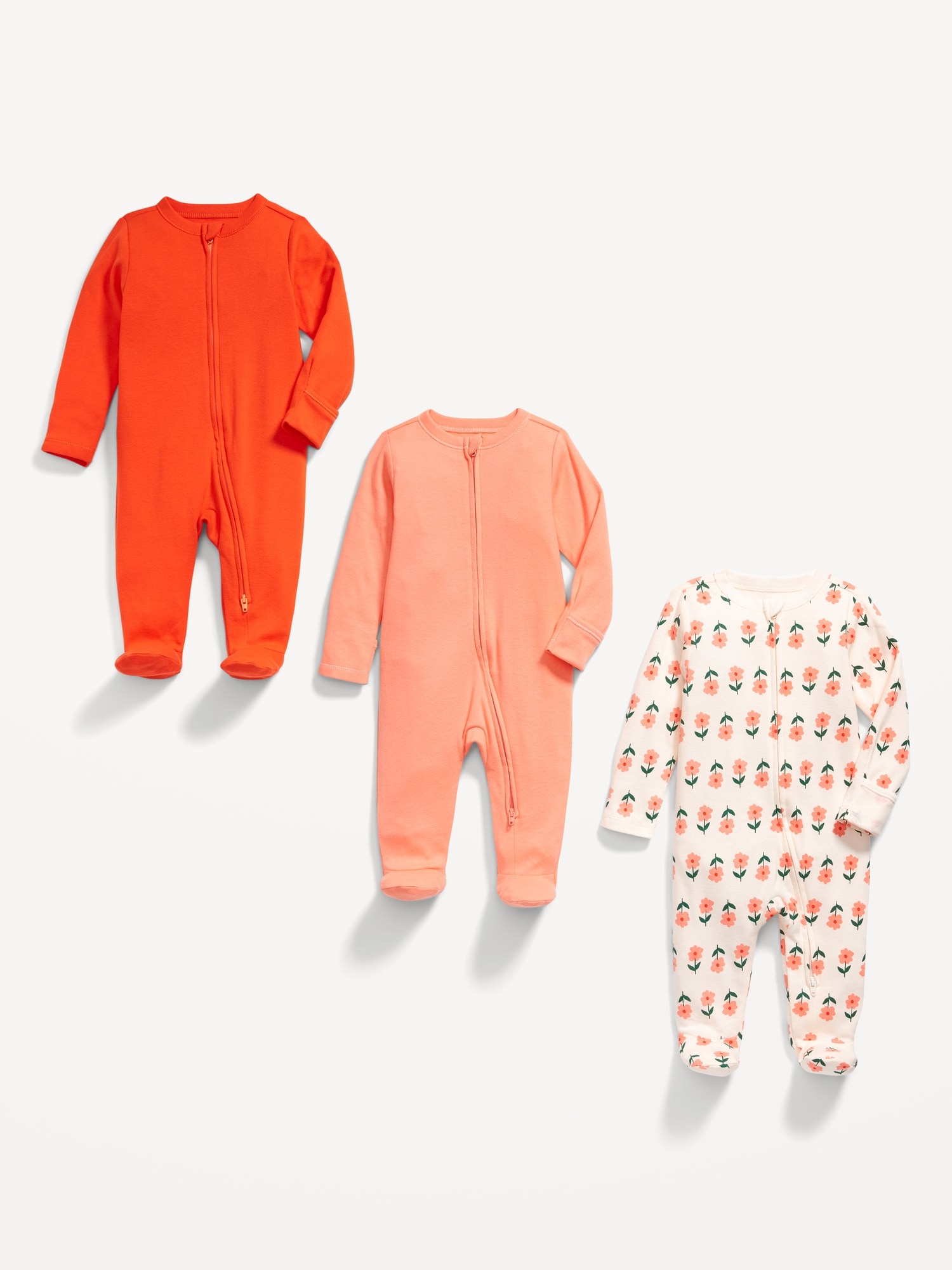 Unisex 2-Way-Zip Sleep & Play Footed One-Piece 3-Pack for Baby