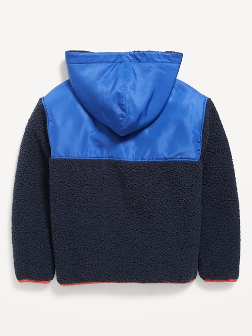 View large product image 2 of 2. Cozy Hooded Sherpa Zip-Front Jacket for Boys