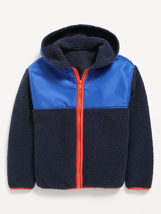 View large product image 1 of 2. Cozy Hooded Sherpa Zip-Front Jacket for Boys