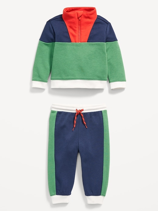 View large product image 2 of 2. Color-Block Quarter-Zip Sweatshirt and Sweatpants Set for Baby