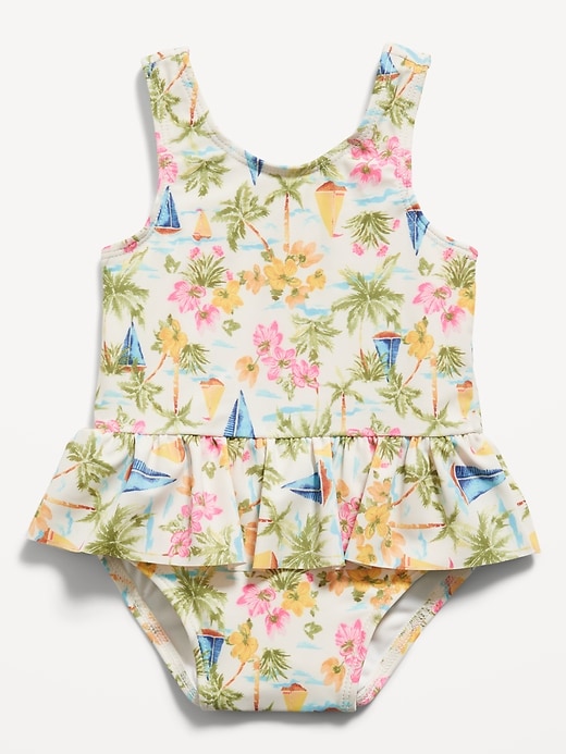 View large product image 1 of 1. Printed Ruffled One-Piece Swimsuit for Baby