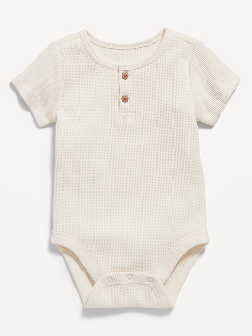 View large product image 1 of 1. Unisex Thermal-Knit Henley Bodysuit for Baby