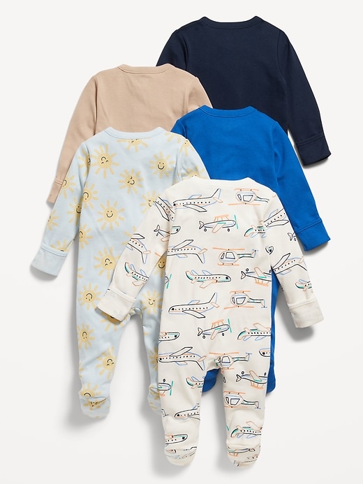 View large product image 2 of 2. Unisex 2-Way-Zip Sleep & Play Footed One-Piece 5-Pack for Baby