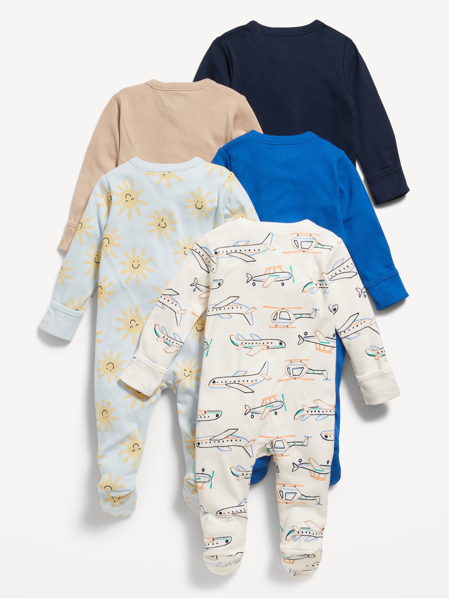 Unisex 2-Way-Zip Sleep & Play Footed One-Piece 5-Pack for Baby