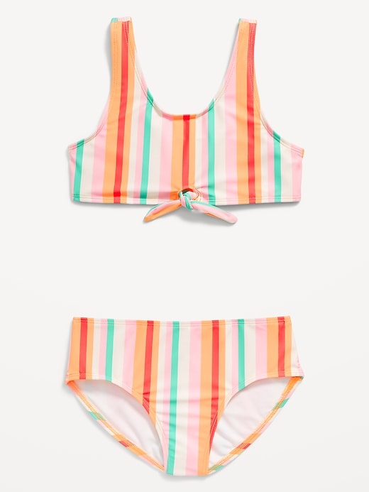 View large product image 1 of 1. Printed Tie-Front Bikini Swim Set for Girls