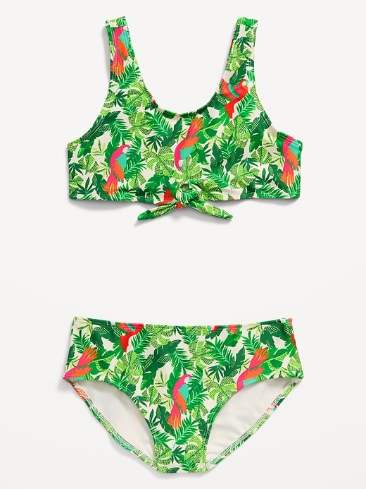 View large product image 1 of 3. Printed Tie-Front Bikini Swim Set for Girls