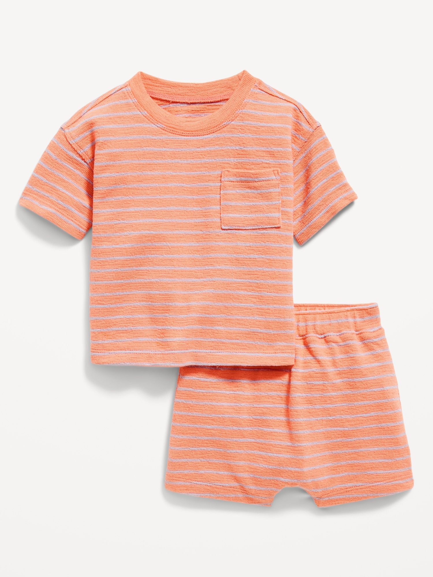 Short-Sleeve Pocket T-Shirt and U-Shaped Pull-On Shorts Set for Baby