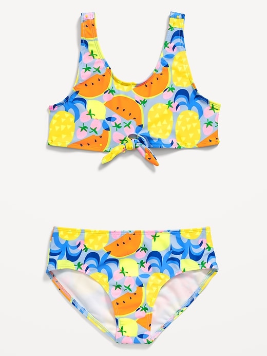 View large product image 1 of 2. Printed Tie-Front Bikini Swim Set for Girls